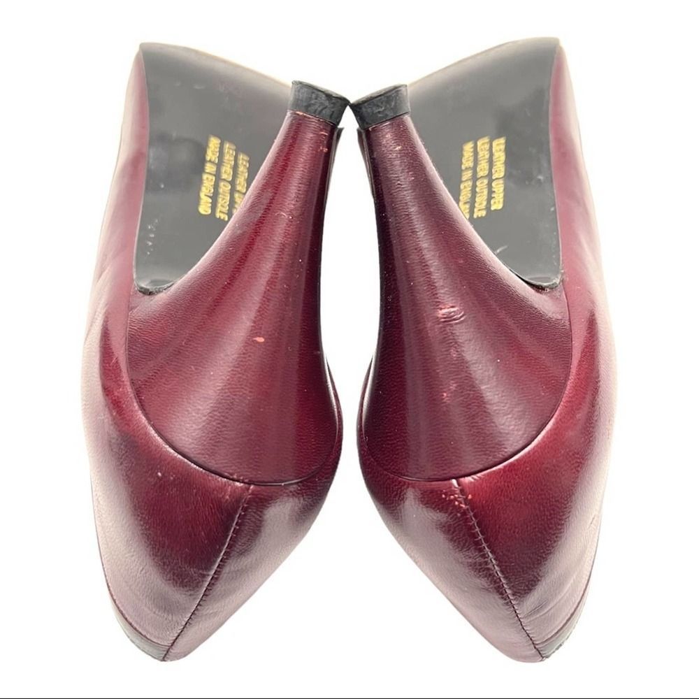 Rayne London Rare 80’s Vintage Custom Wine Red & Black Leather Pumps Size 8.5 AA - Picture 11 of 13